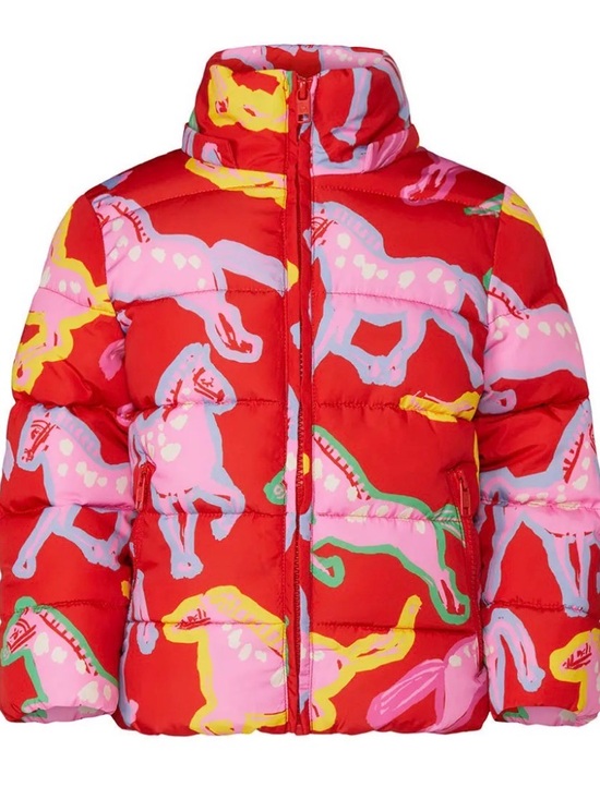 Stella McCartney Other - Stella McCartney Kids Red Painted Horses Print Puffer Jacket size 3 years